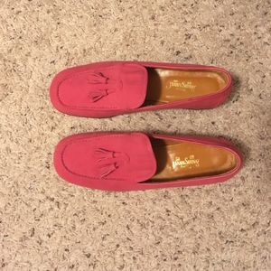 Vintage men's pink suede loafer shoes